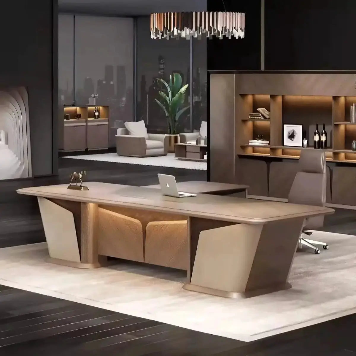 Cognac · Executive Desk w/ Mobile Storage by Arc Grove