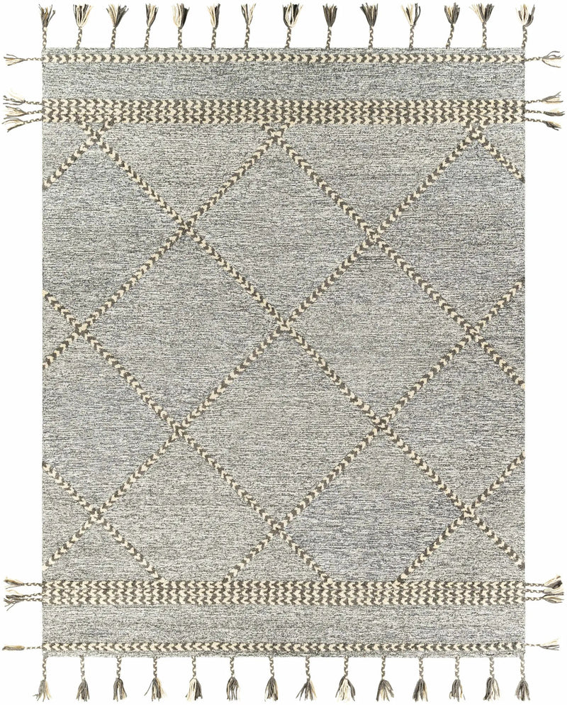 Hertfordshire Gray Trellis Tassel Wool Rug - Clearance by Boutique Rugs