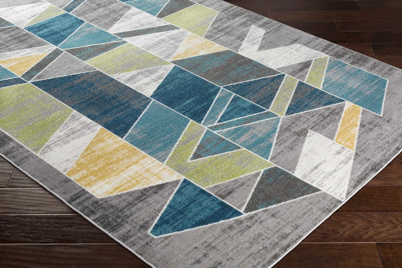 Hessel Green Triangles Area Rug - Clearance by Boutique Rugs