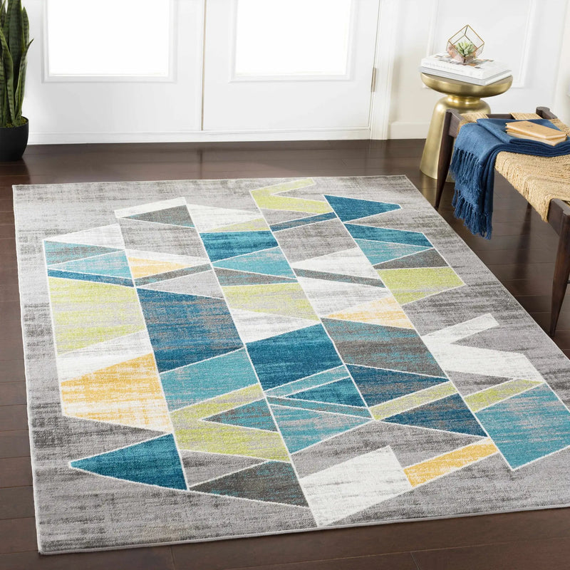Hessel Green Triangles Area Rug - Clearance by Boutique Rugs