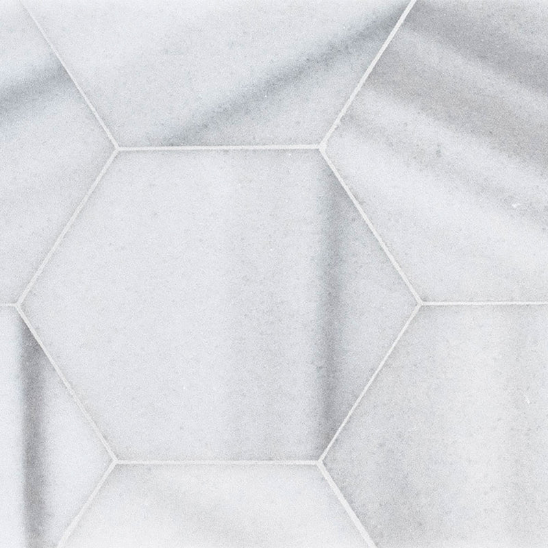 Hexagon Mink White Polished Marble Waterjet Decos 5 25/32x5 Marble Polished 6x6 Waterjet Decos