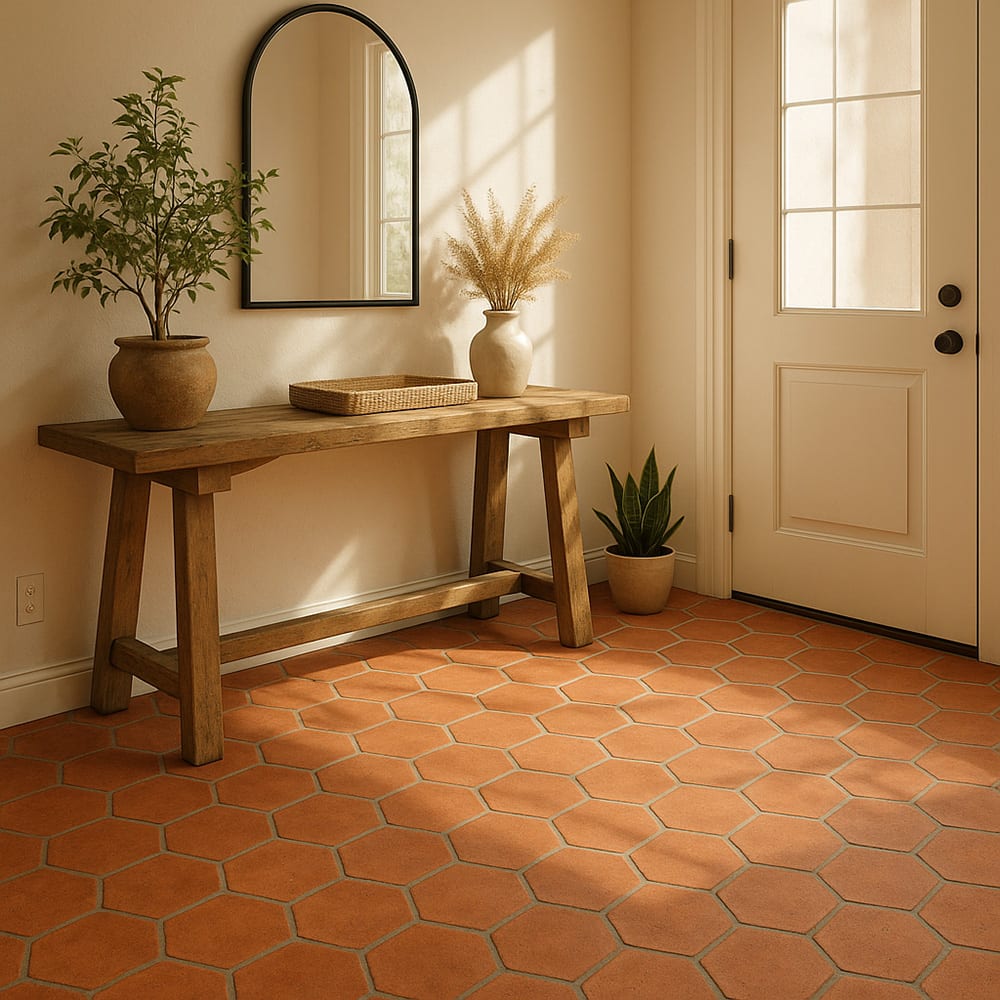 Hexagono Natural Hexagon Terracotta Tiles 6x6 Terracotta Natural 6x6 Tiles — 2