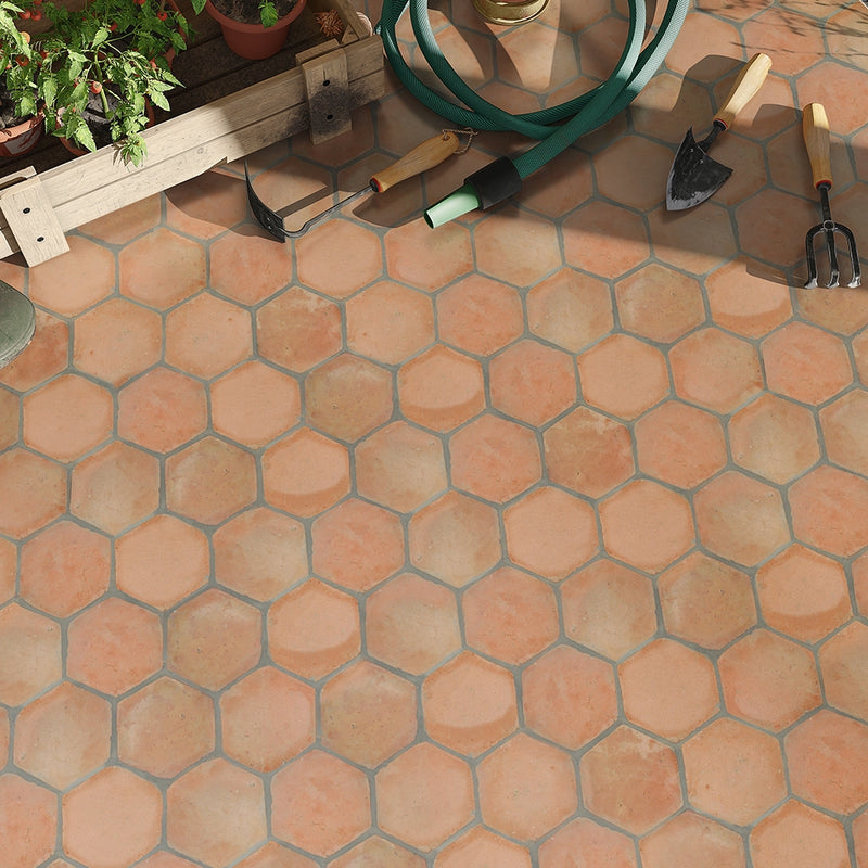 Hexagono Natural Hexagon Terracotta Tiles 6x6 Terracotta Natural 6x6 Tiles — 3