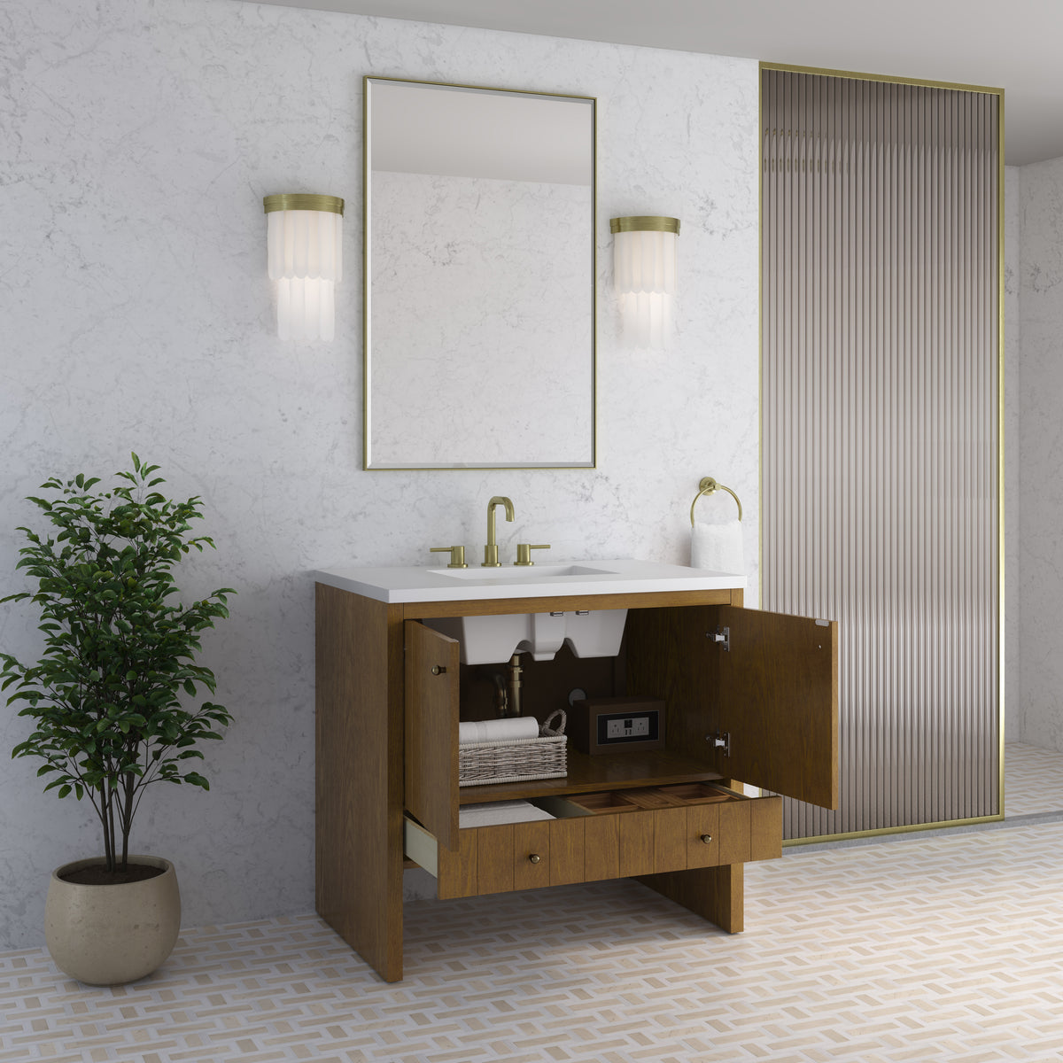James Martin Hudson 36" Single Bathroom Vanity, Honey Oak, view 36
