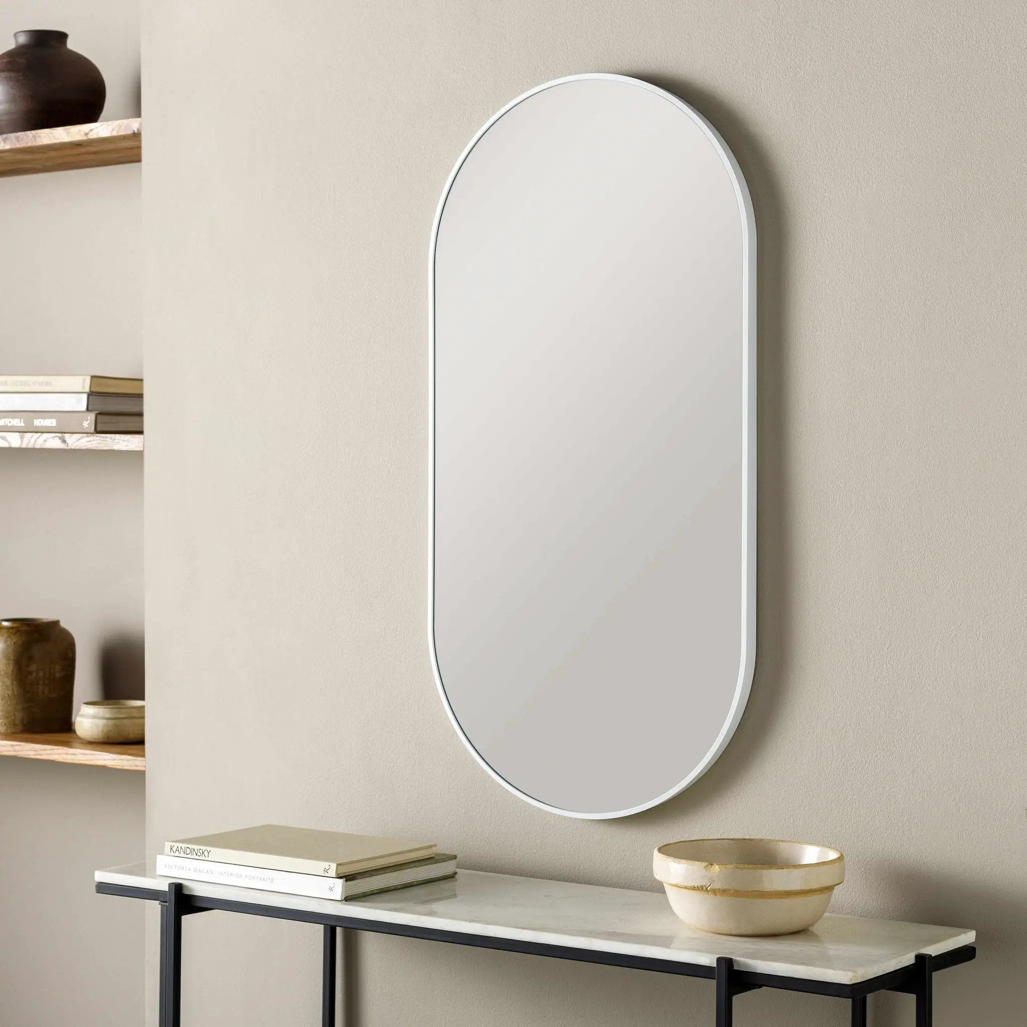 Hagenburg White Iron Frame Mirror by Boutique Rugs