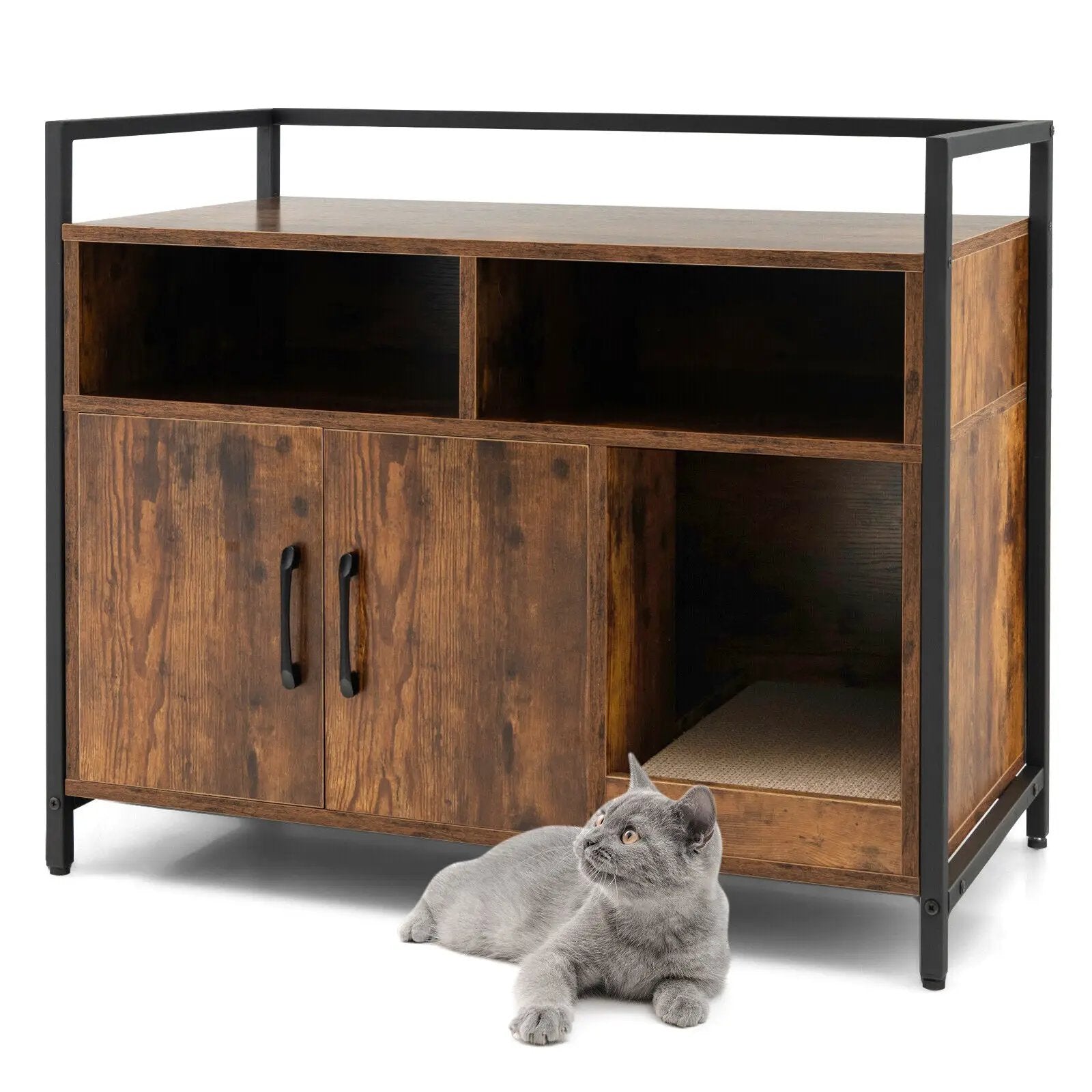 Hidden Cat Washroom with Double Doors and Scratch Cardboard by DirectDeals
