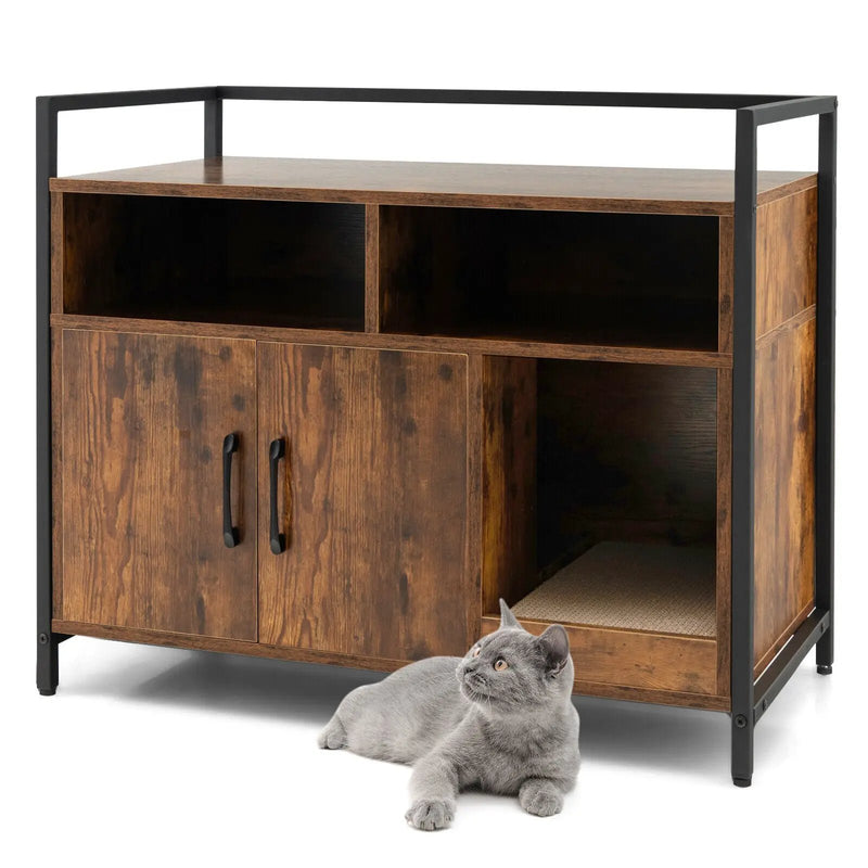 Hidden Cat Washroom with Double Doors and Scratch Cardboard by DirectDeals