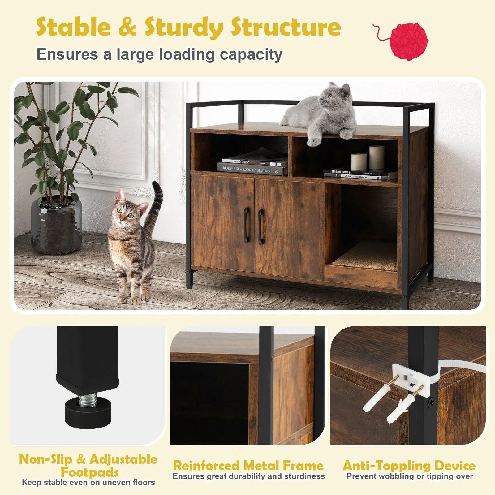 Hidden Cat Washroom with Double Doors and Scratch Cardboard by DirectDeals
