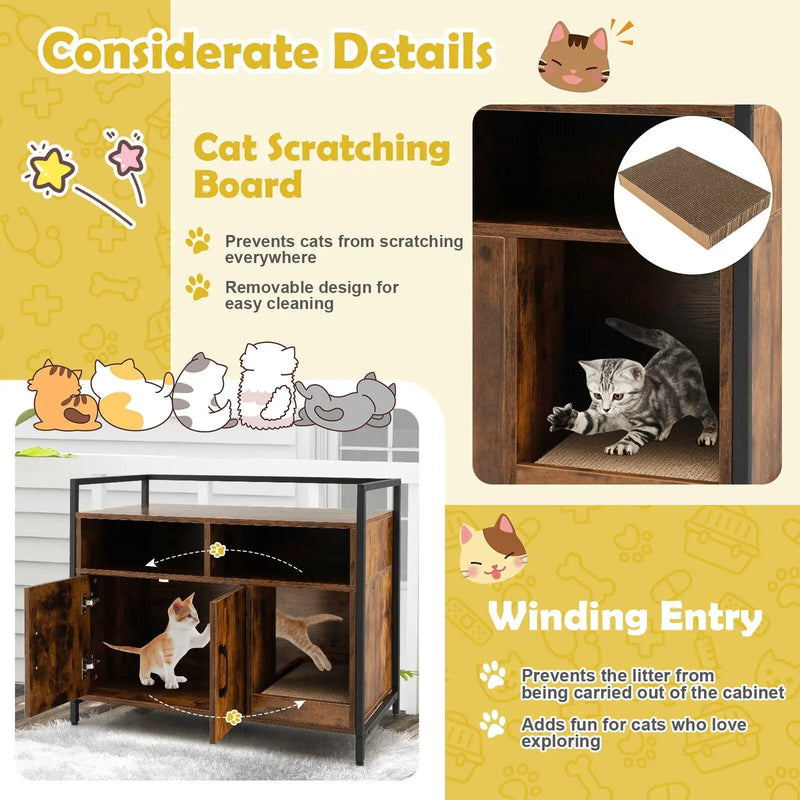 Hidden Cat Washroom with Double Doors and Scratch Cardboard by DirectDeals