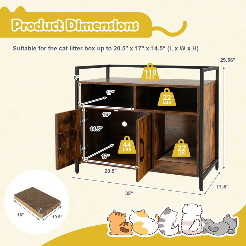 Hidden Cat Washroom with Double Doors and Scratch Cardboard by DirectDeals