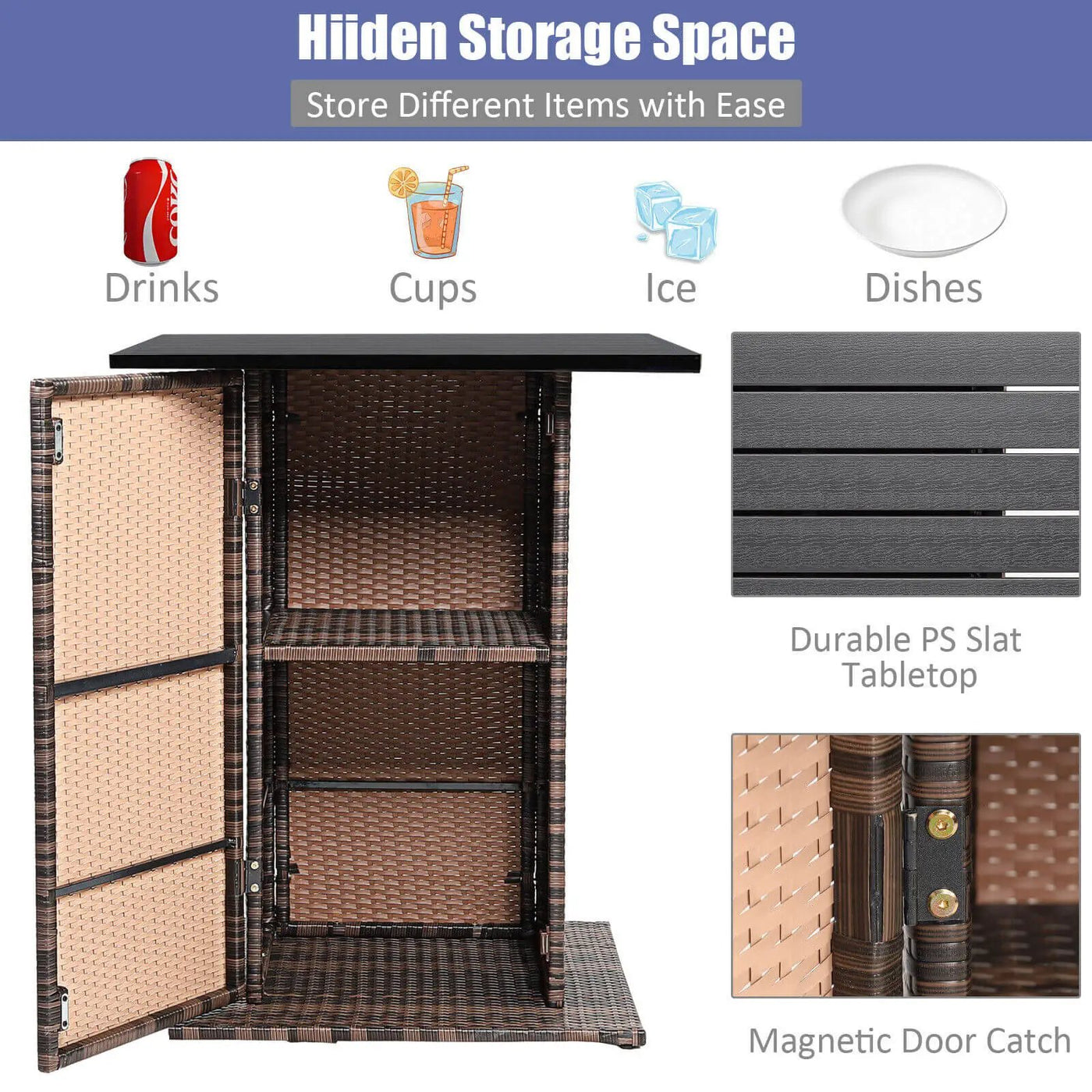 5 Pieces Patio Rattan Bar by DirectDeals
