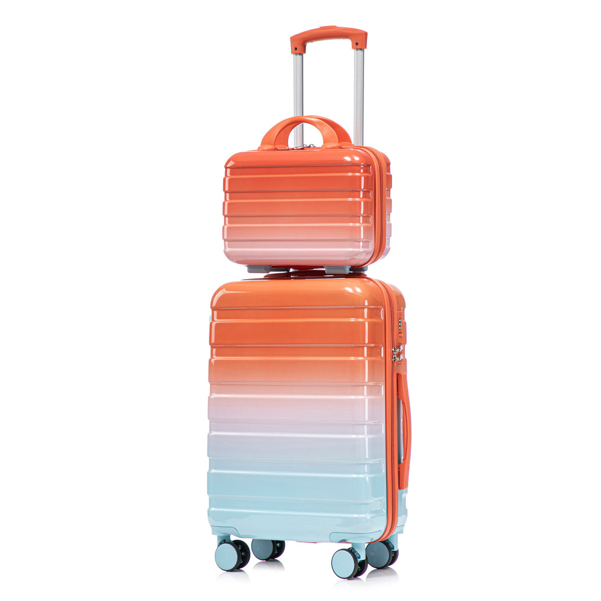 2 Pc PC Spinner Wheel Luggage Set with Lock - Gradient Blue Red, photo 29 of 43