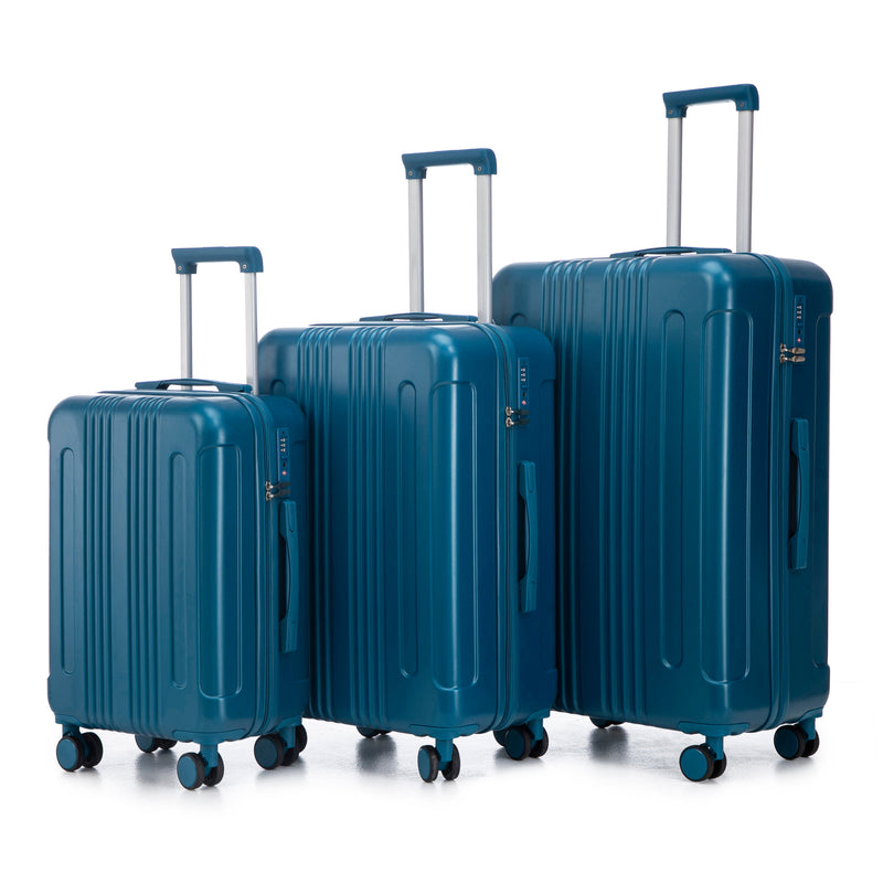 3-Piece ABS Spinner Wheel Luggage Set 20"/24"/28" Dark Blue