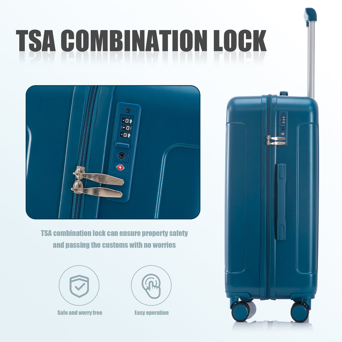 3-Piece ABS Spinner Wheel Luggage Set 20"/24"/28" Dark Blue, photo 3 of 27