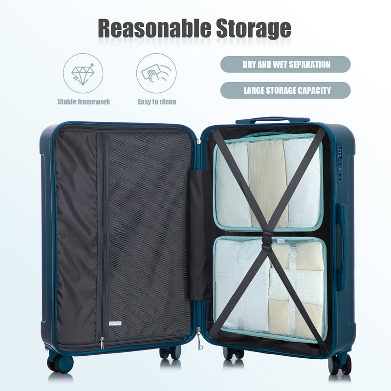 3-Piece ABS Spinner Wheel Luggage Set 20"/24"/28" Dark Blue, photo 5 of 27