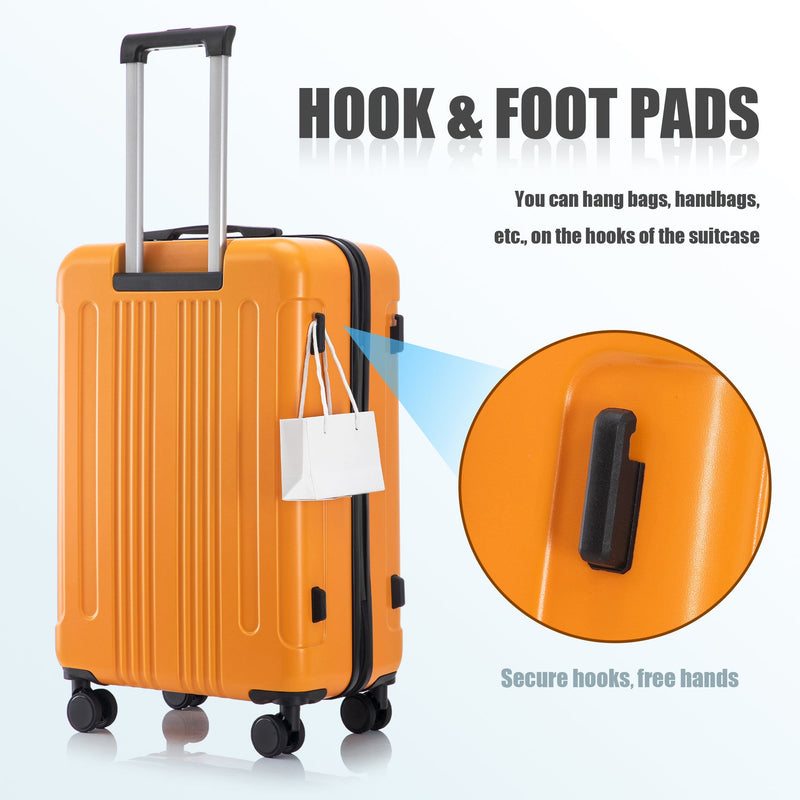 3-Piece ABS Spinner Wheel Luggage Set with TSA Lock - Black and Orange, photo 10 of 27