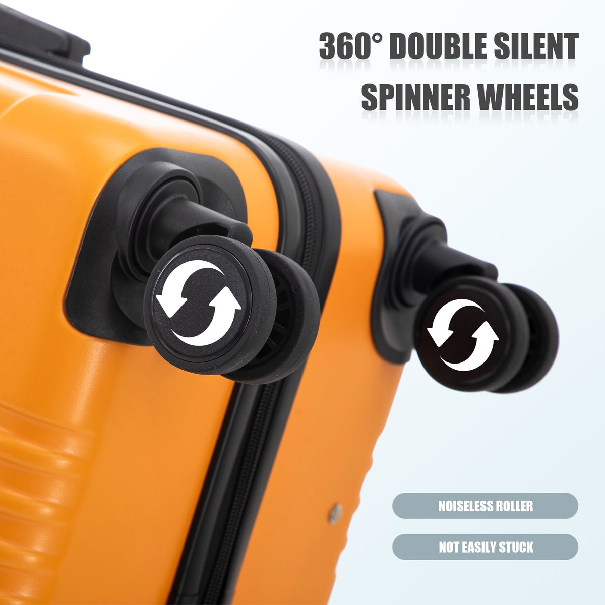 3-Piece ABS Spinner Wheel Luggage Set with TSA Lock - Black and Orange, photo 12 of 27
