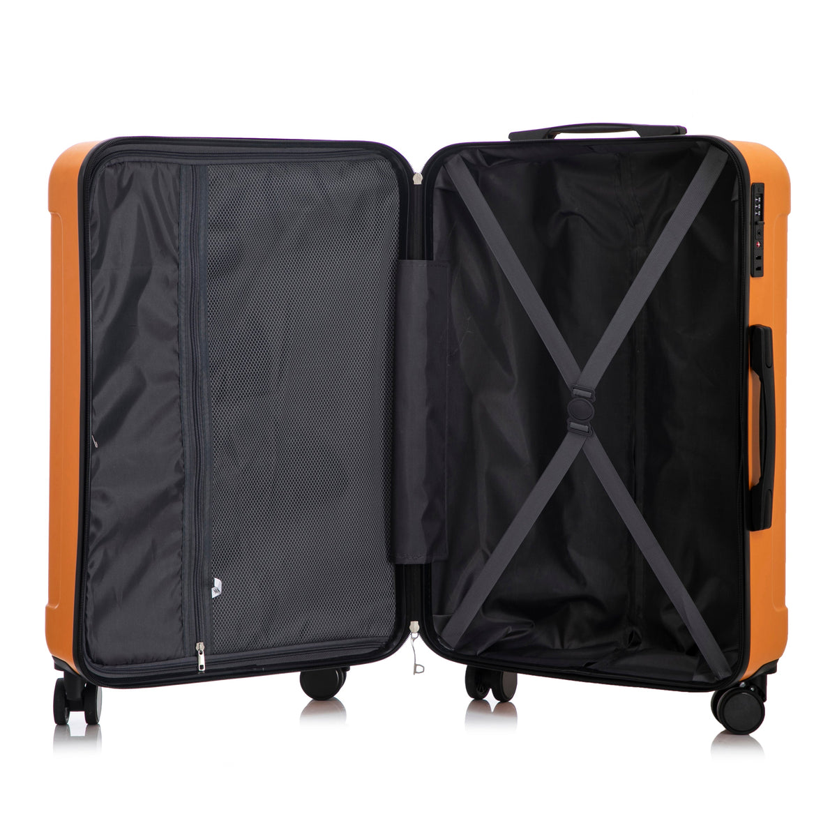 3-Piece ABS Spinner Wheel Luggage Set with TSA Lock - Black and Orange, photo 19 of 27