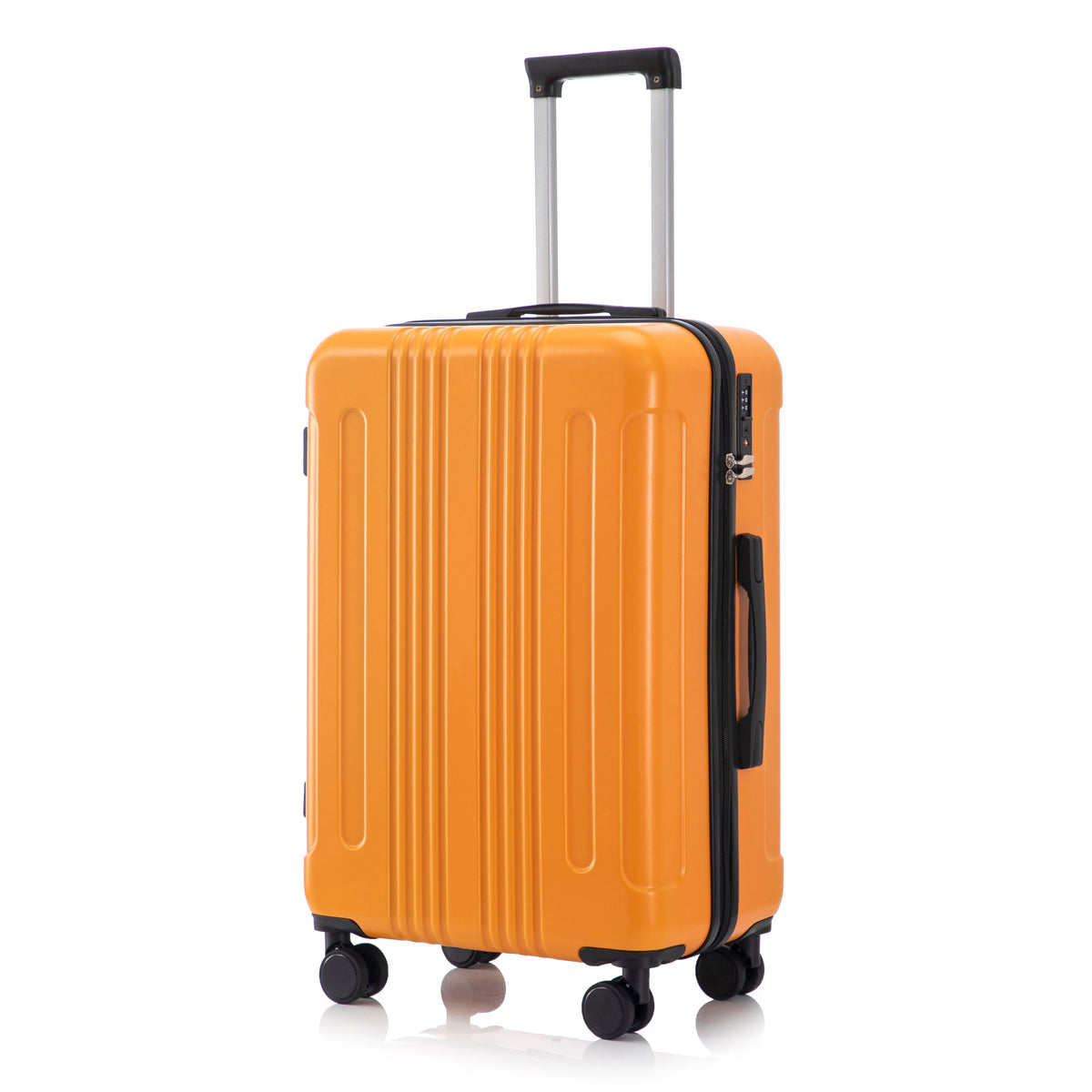 3-Piece ABS Spinner Wheel Luggage Set with TSA Lock - Black and Orange, photo 25 of 27