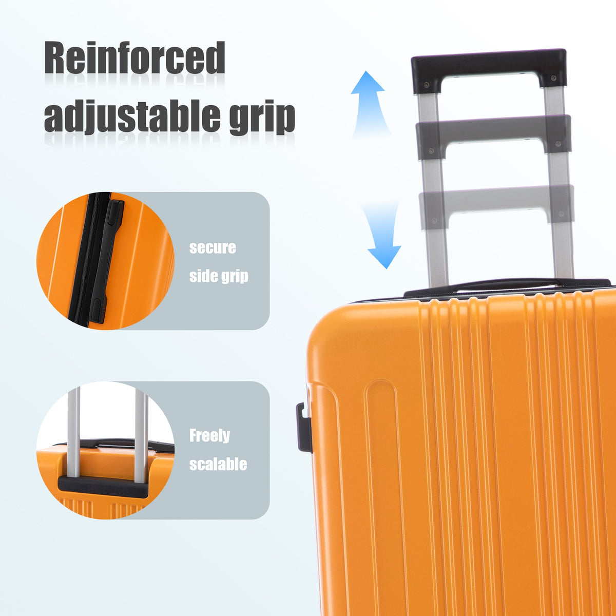 3-Piece ABS Spinner Wheel Luggage Set with TSA Lock - Black and Orange, photo 9 of 27