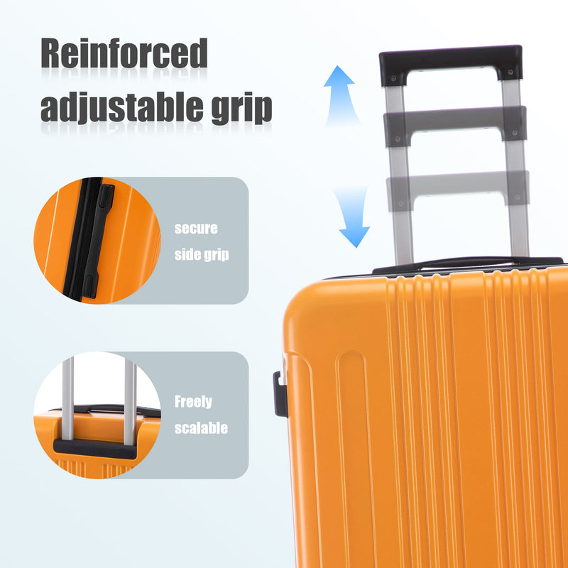 3-Piece ABS Spinner Wheel Luggage Set with TSA Lock - Black and Orange, photo 9 of 27