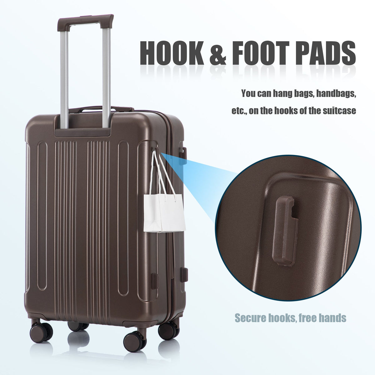 3 Piece ABS Spinner Wheel Luggage Set with Spinner Wheels - Brown, photo 10 of 27