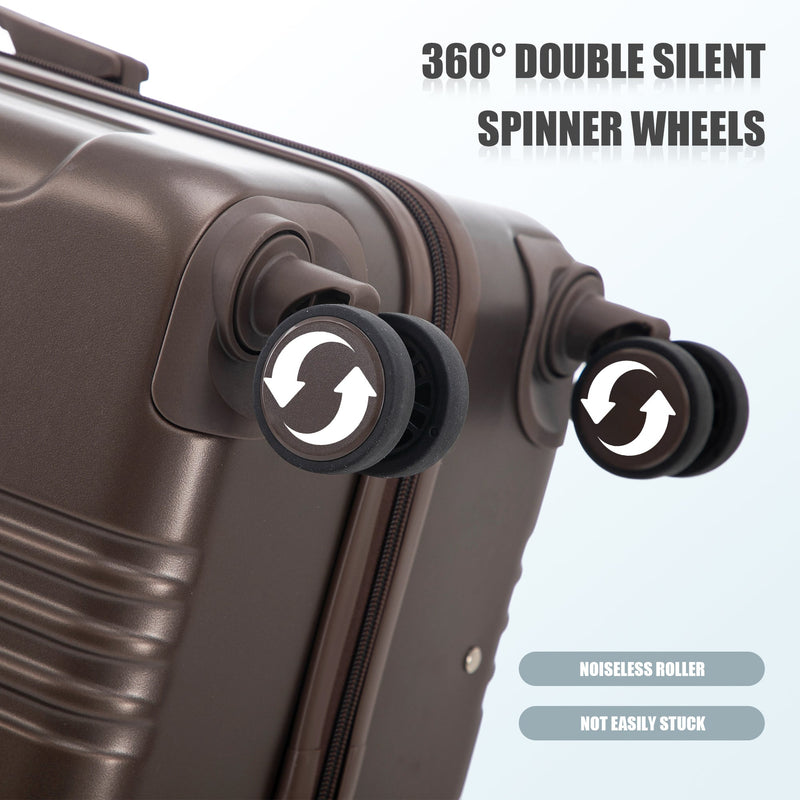 3 Piece ABS Spinner Wheel Luggage Set with Spinner Wheels - Brown, photo 12 of 27