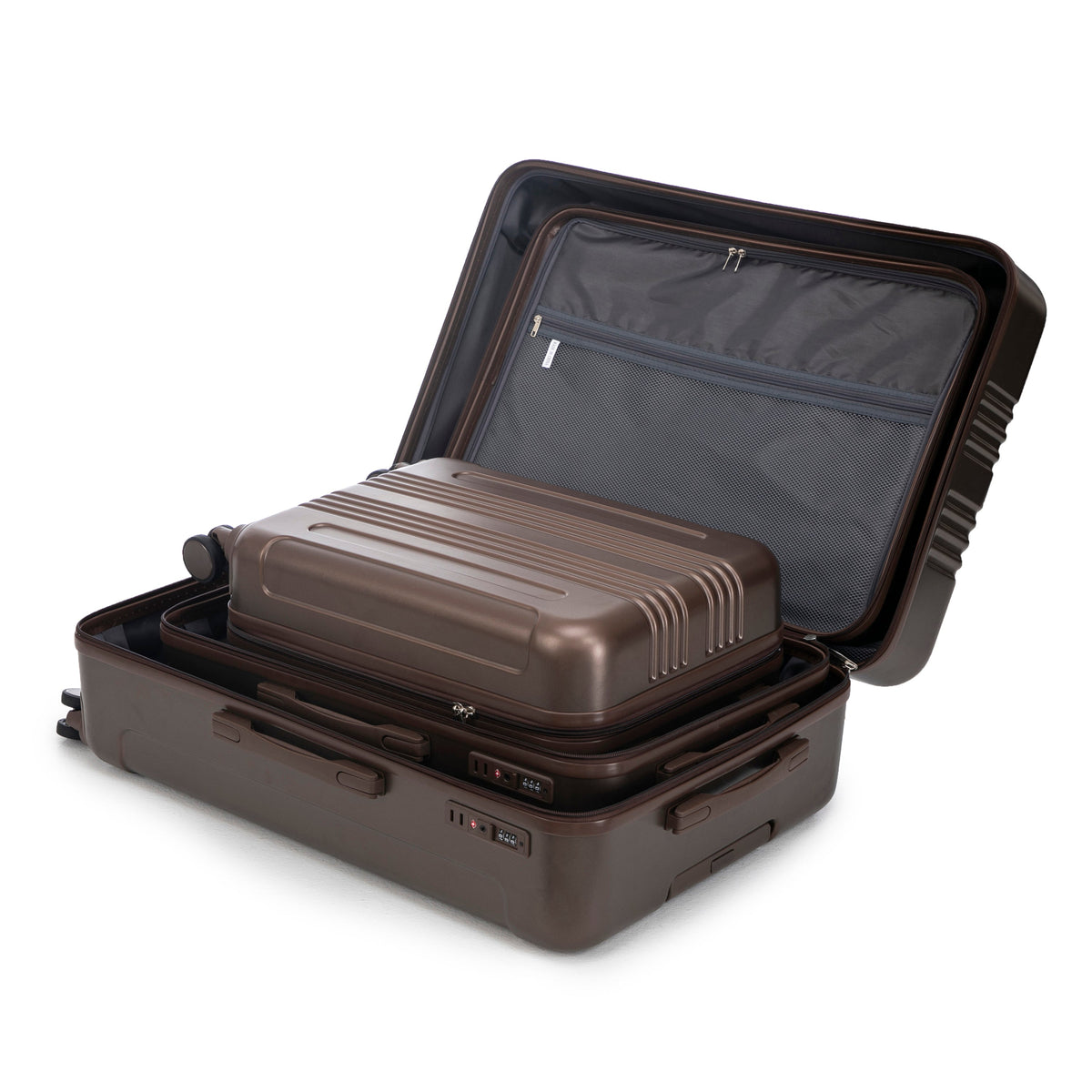 3 Piece ABS Spinner Wheel Luggage Set with Spinner Wheels - Brown, photo 20 of 27
