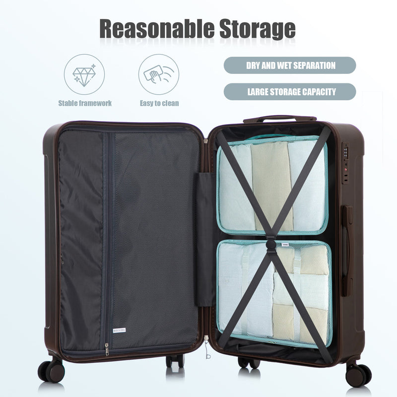 3 Piece ABS Spinner Wheel Luggage Set with Spinner Wheels - Brown, photo 5 of 27