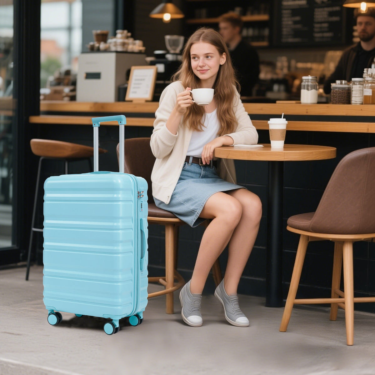 HIFINE Tourist 3-Piece ABS Spinner Wheel Luggage Set (Blue), photo 4 of 28