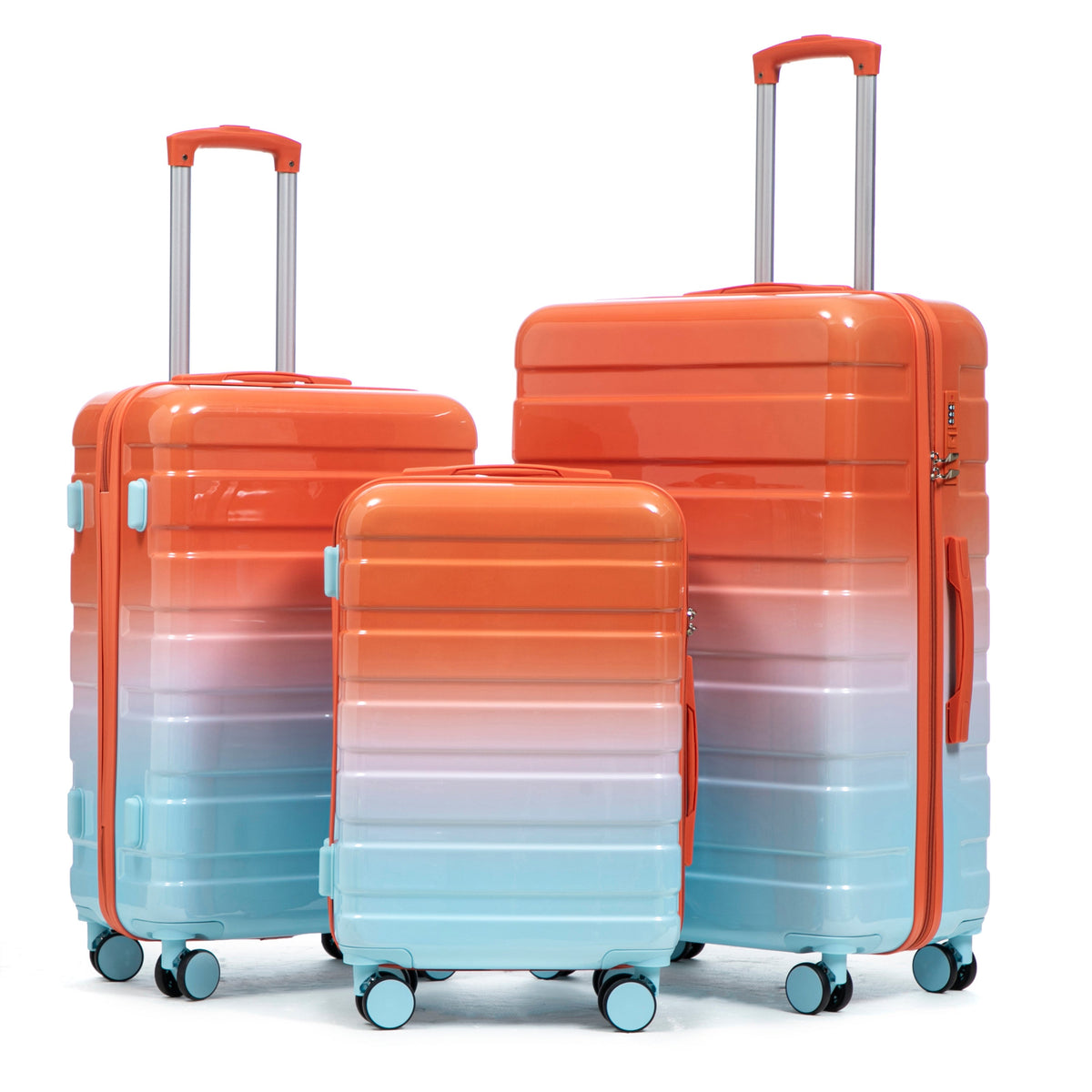 3-Piece Spinner Wheel Luggage Set with Silent Wheels - Blue Red, photo 20 of 26