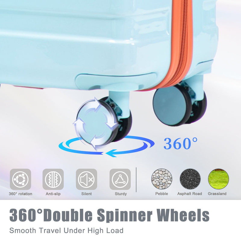 3-Piece Spinner Wheel Luggage Set with Silent Wheels - Blue Red, photo 7 of 26
