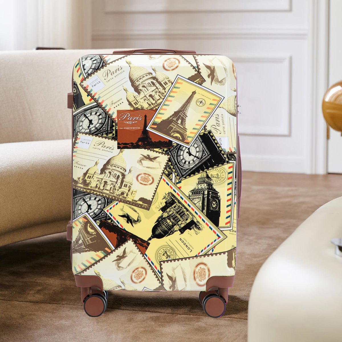 3-Piece Spinner Wheel Luggage Set with Waterproof Polycarbonate Shell - Black Vintage, photo 11 of 26