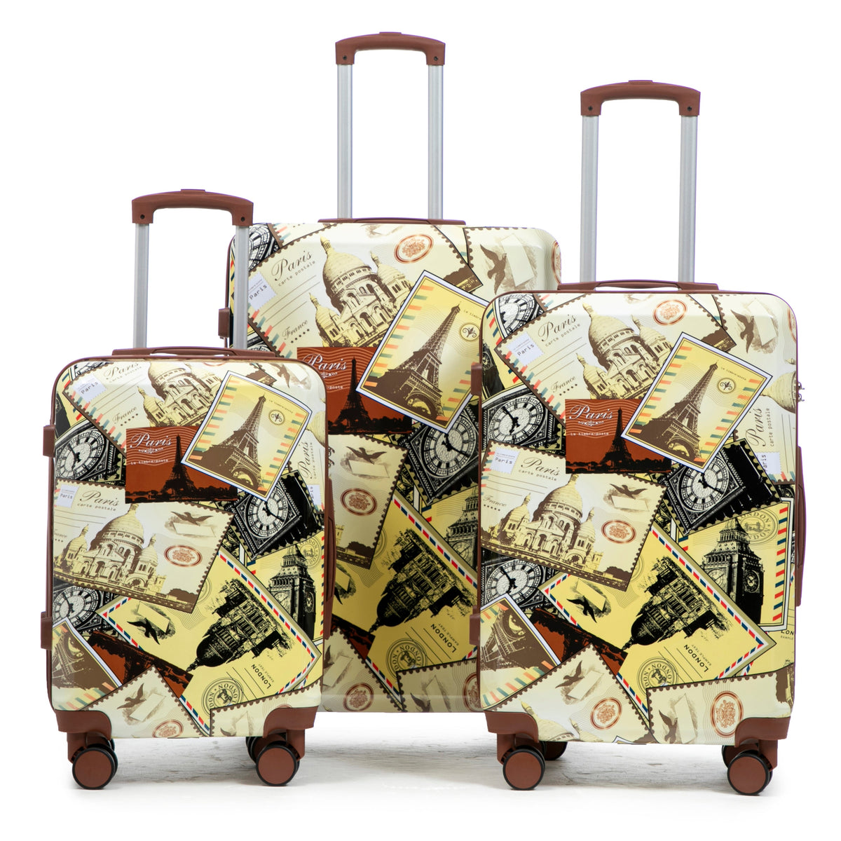 3-Piece Spinner Wheel Luggage Set with Waterproof Polycarbonate Shell - Black Vintage, photo 21 of 26