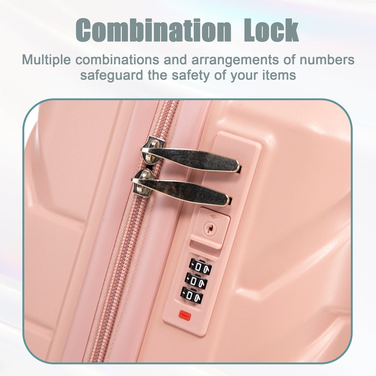 ABS 2-Piece Luggage Set with Spinner Wheels and Combination Lock - Pink, photo 10 of 38