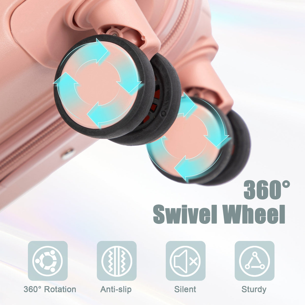 ABS 2-Piece Luggage Set with Spinner Wheels and Combination Lock - Pink, photo 11 of 38