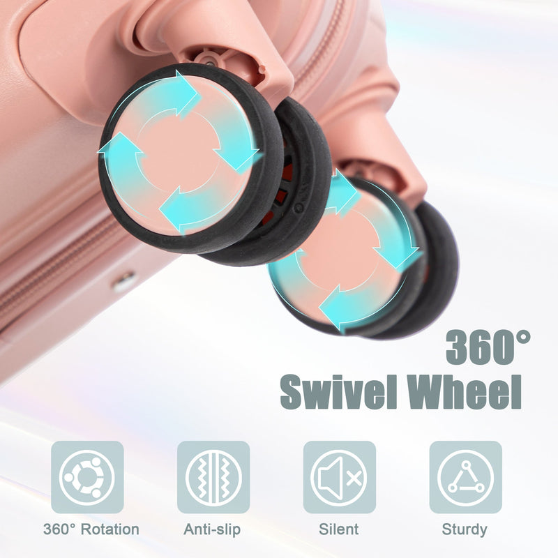ABS 2-Piece Luggage Set with Spinner Wheels and Combination Lock - Pink, photo 11 of 38