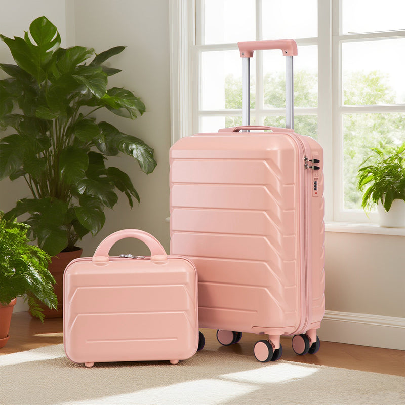 ABS 2-Piece Luggage Set with Spinner Wheels and Combination Lock - Pink, photo 5 of 38
