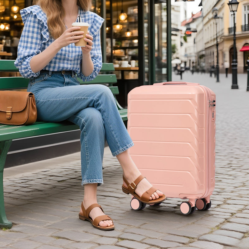 ABS 2-Piece Luggage Set with Spinner Wheels and Combination Lock - Pink, photo 6 of 38