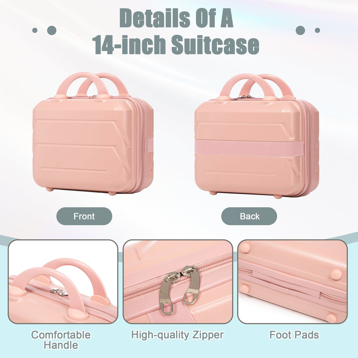 ABS 2-Piece Luggage Set with Spinner Wheels and Combination Lock - Pink, photo 7 of 38