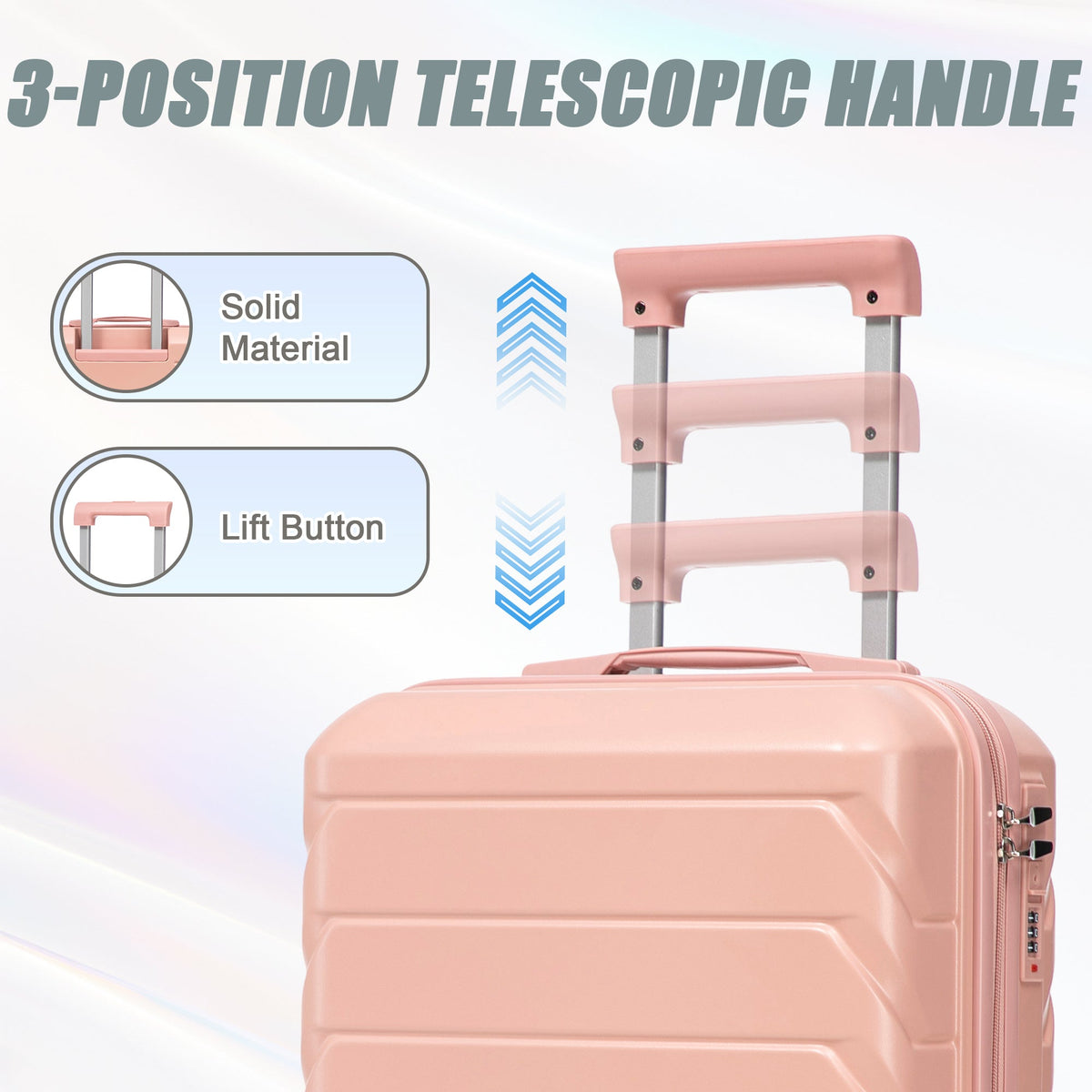 ABS 2-Piece Luggage Set with Spinner Wheels and Combination Lock - Pink, photo 9 of 38