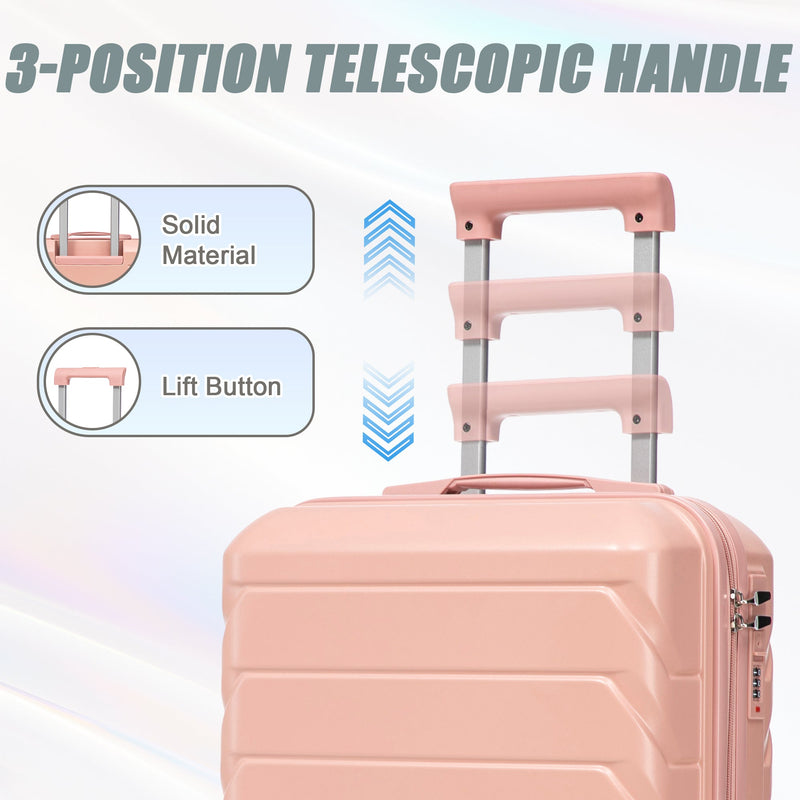 ABS 2-Piece Luggage Set with Spinner Wheels and Combination Lock - Pink, photo 9 of 38