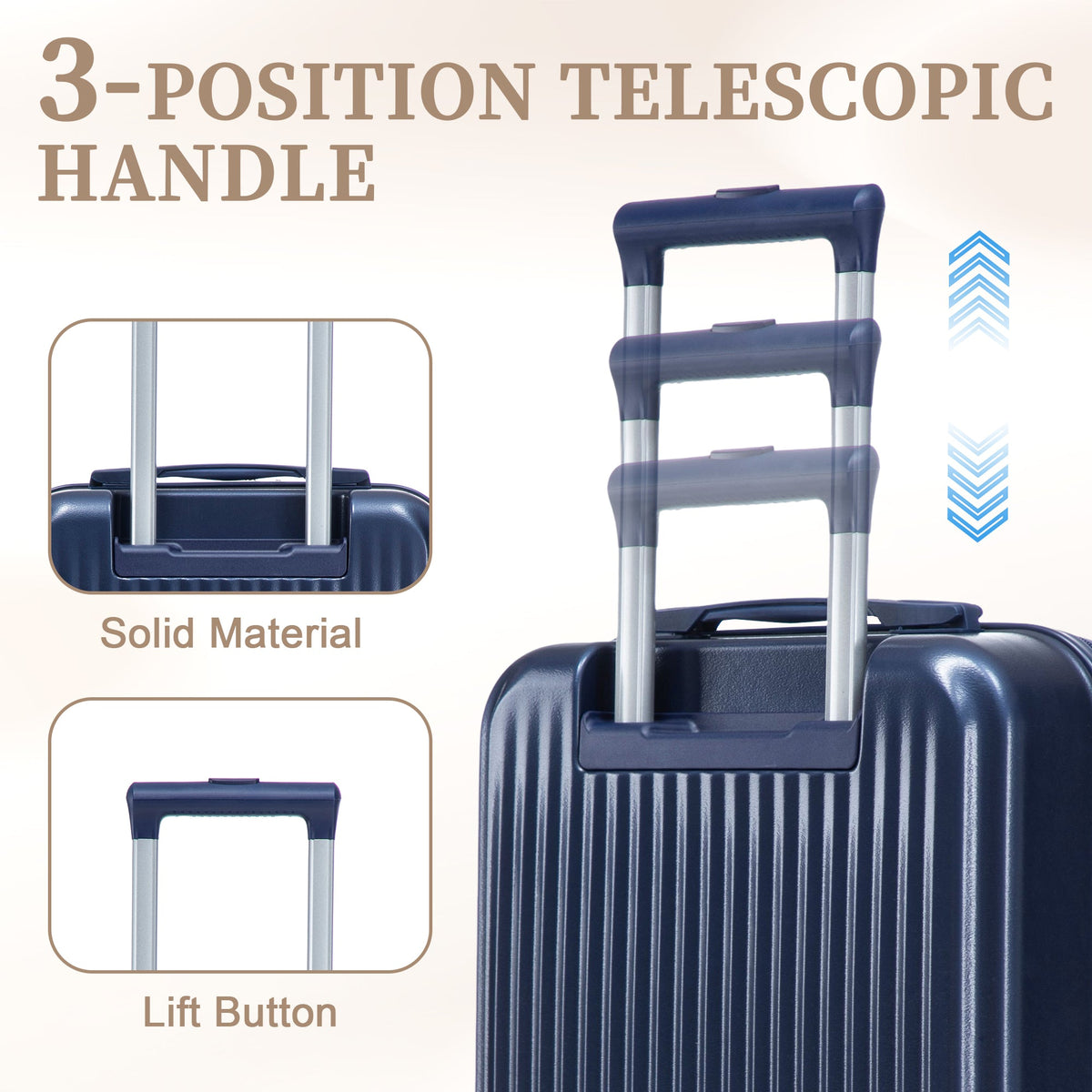ABS Spinner Luggage Set with Combination Lock - Navy, photo 6 of 47