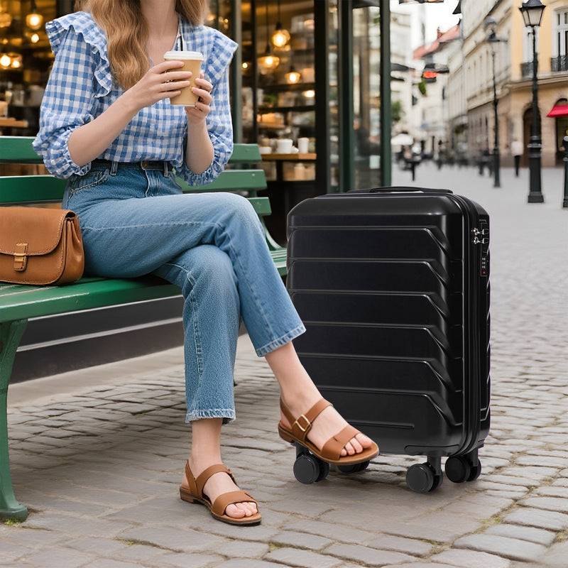ABS Spinner Wheel Luggage Set with Combination Lock - Black, photo 6 of 38
