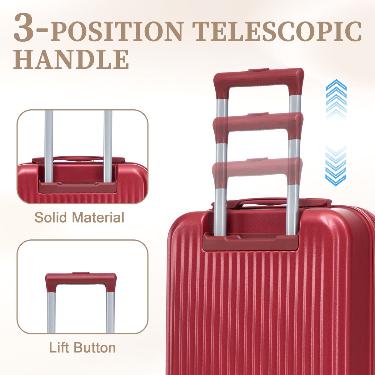ABS Spinner Wheel Luggage Set with Combination Lock - Red, photo 6 of 47