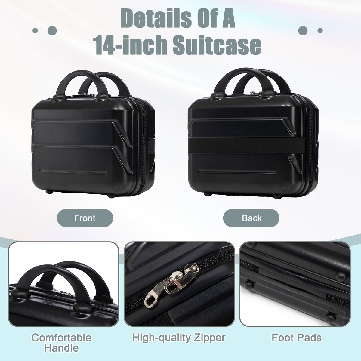 ABS Spinner Wheel Luggage Set with Combination Lock - Black, photo 7 of 38