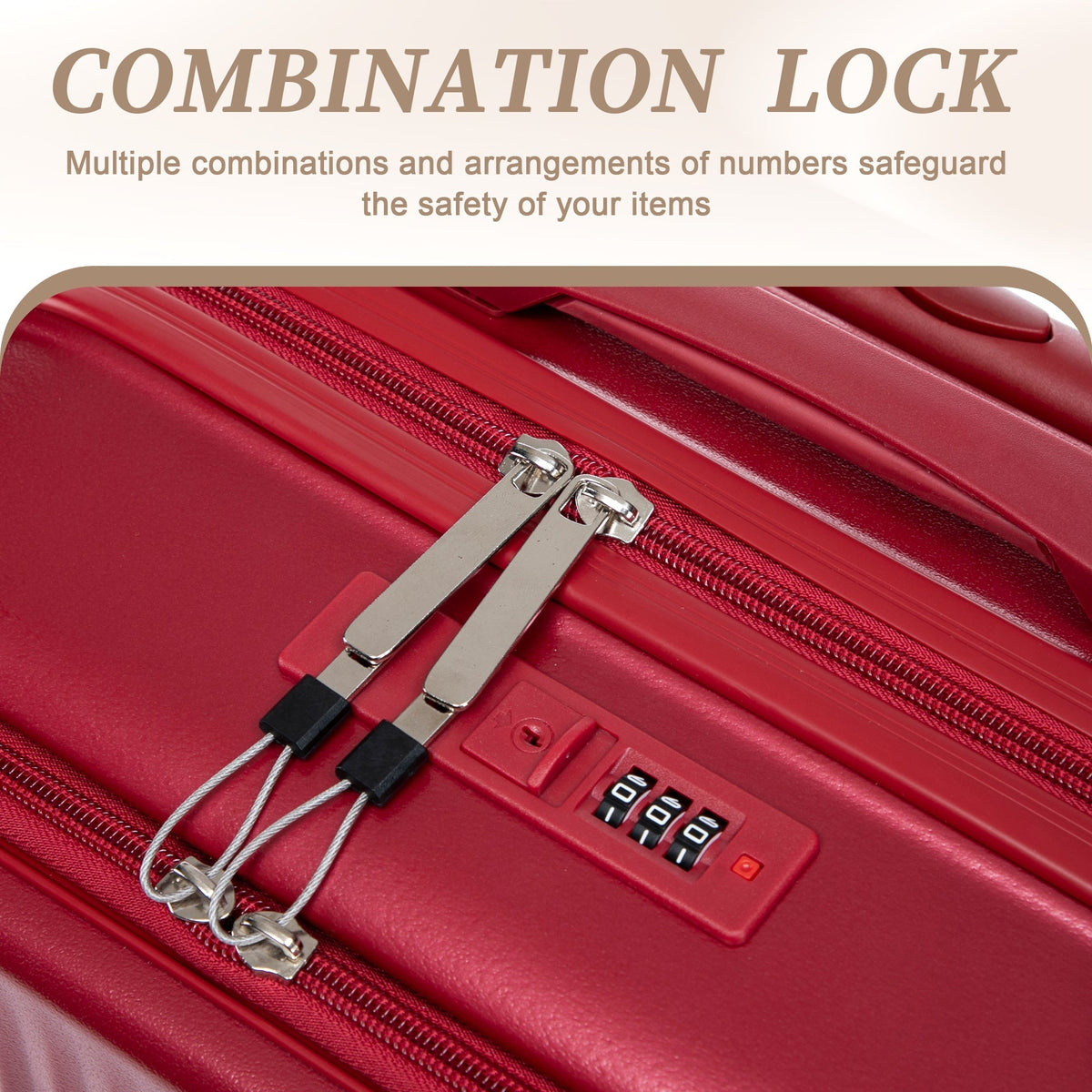 ABS Spinner Wheel Luggage Set with Combination Lock - Red, photo 7 of 47