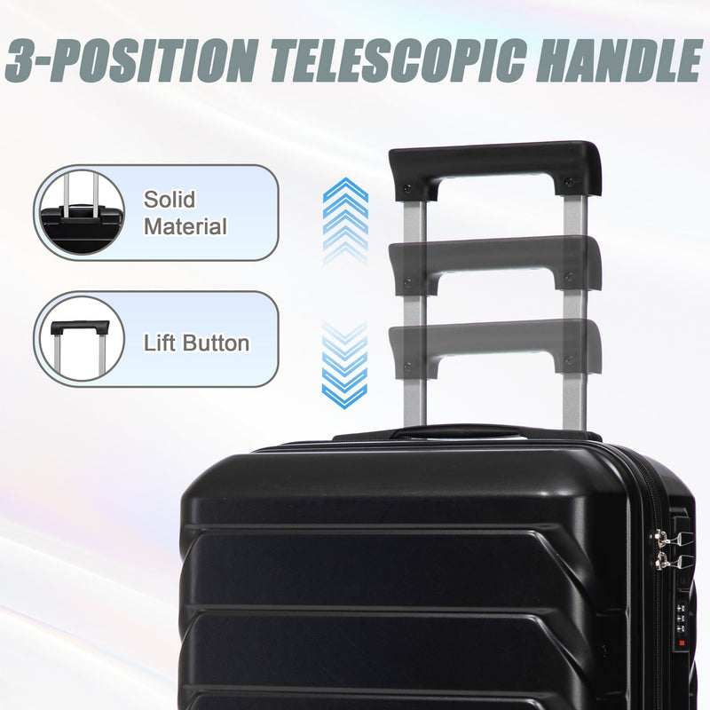 ABS Spinner Wheel Luggage Set with Combination Lock - Black, photo 9 of 38