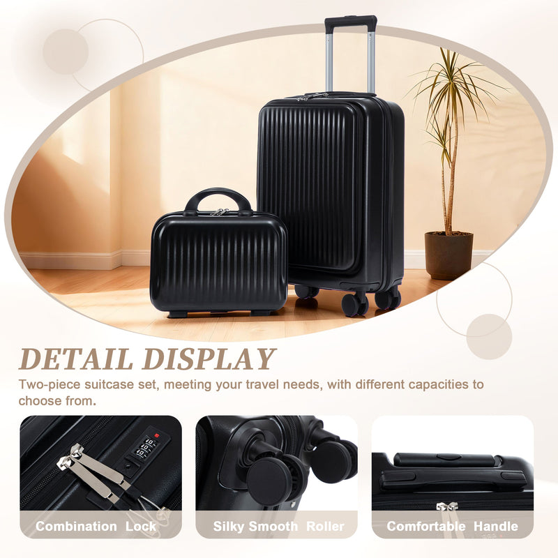 ABS Spinner Wheel Luggage Set with Cosmetic Case - Black, photo 11 of 47
