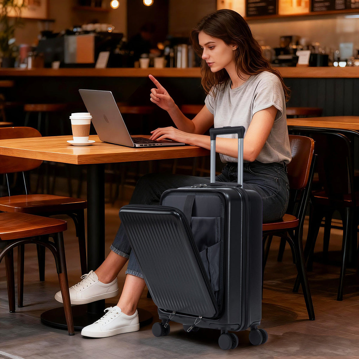 ABS Spinner Wheel Luggage Set with Cosmetic Case - Black, photo 13 of 47